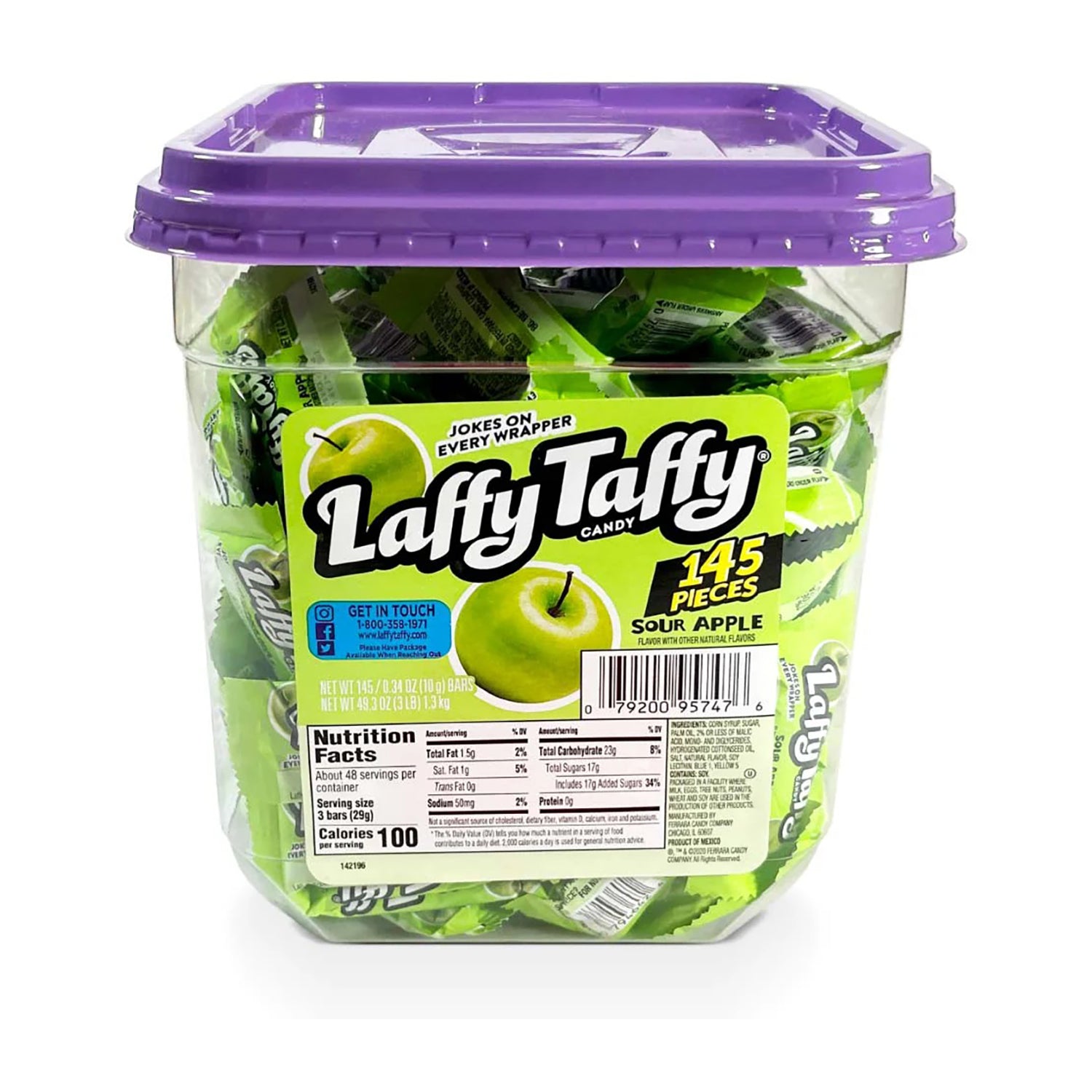 Ferrara Laffy Taffy Sour Apple | 145ct, Jar – Jack's Candy