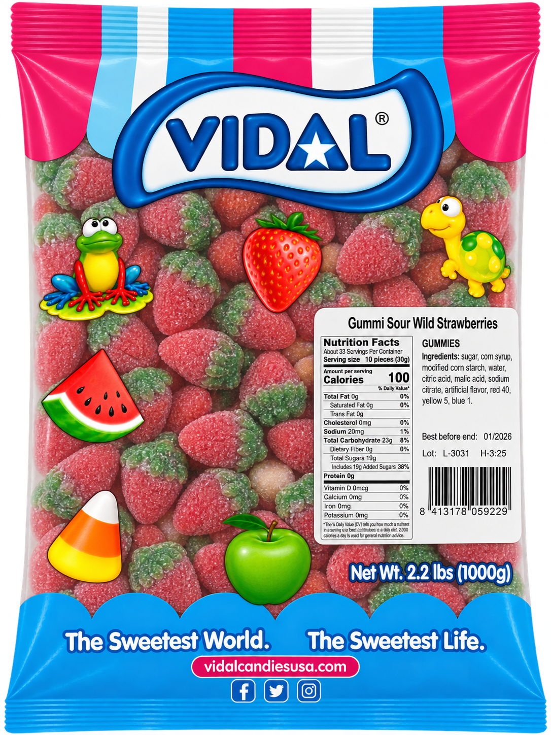 Vidal Gummy Sour Wild Strawberry | 2.2lb, Bag – Jack's Candy