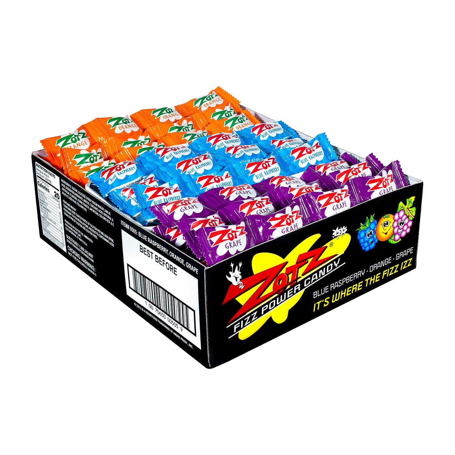 Zots Strings Blue Raspberry Orange Grape | 24ct, Box – Jack's Candy