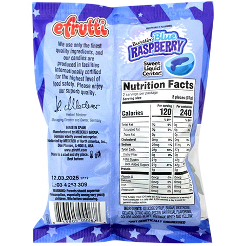 Efrutti Gummi Bursting Blue Raspberry Bag 2.6 oz