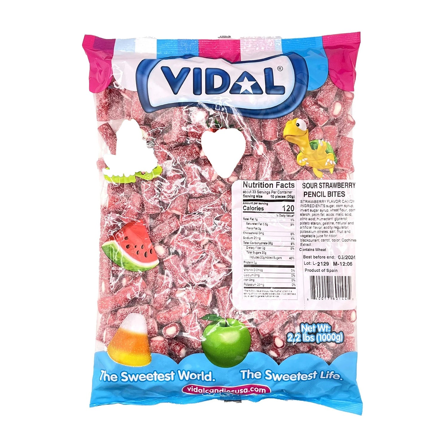 Vidal Gummy Strawberry Licorice Pencil Bites | 2.2lb, Bag – Jack's