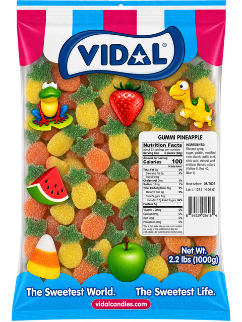 Vidal Gummy Sour Pineapple | 2.2lb, Bag