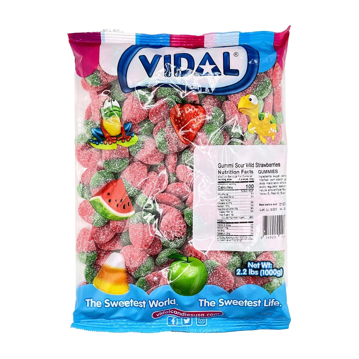 Vidal Gummy Sour Wild Strawberry | 2.2lb, Bag – Jack's Candy