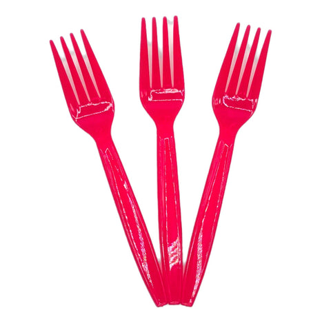 Plastic Fork Fuchsia 100ct