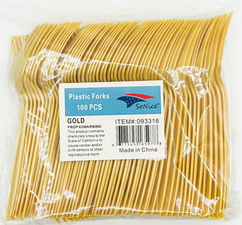 Plastic Fork Gold 100ct