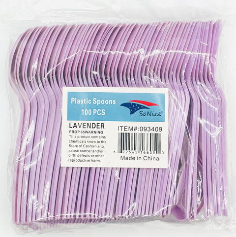 Plastic Spoons Lavender 100ct