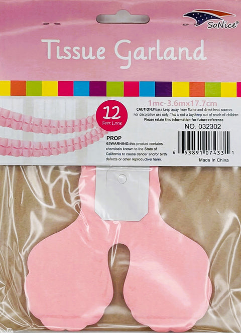Tissue Garland 12 count-Light Pink