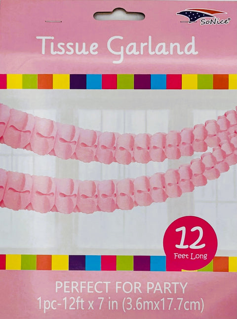 Tissue Garland 12 count-Light Pink