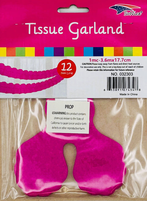 Tissue Garland 12 count-Fuchsia