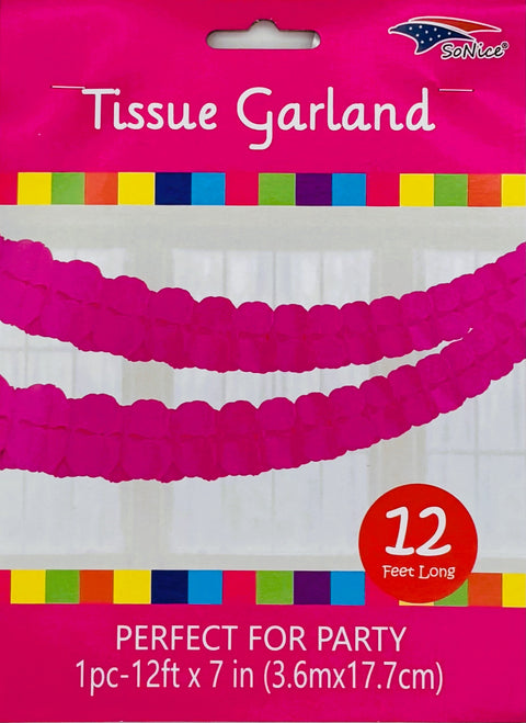 Tissue Garland 12 count-Fuchsia