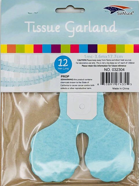 Tissue Garland 12 count-Light Blue