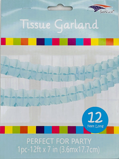 Tissue Garland 12 count-Light Blue