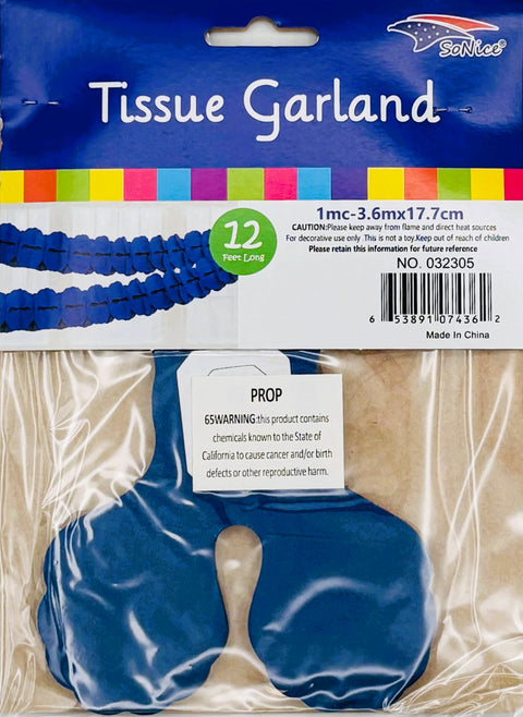 Tissue Garland 12 count-Royal Blue