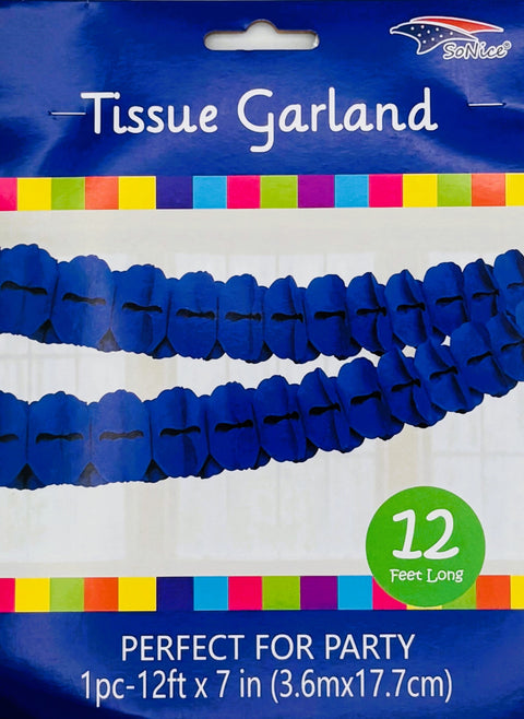 Tissue Garland 12 count-Royal Blue