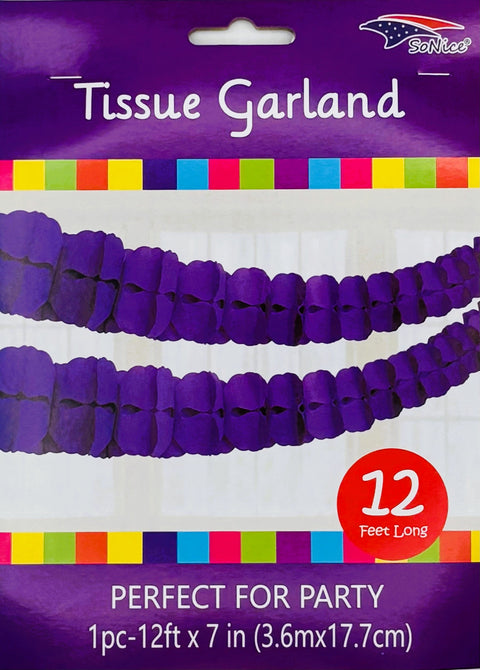 Tissue Garland 12 count-Purple