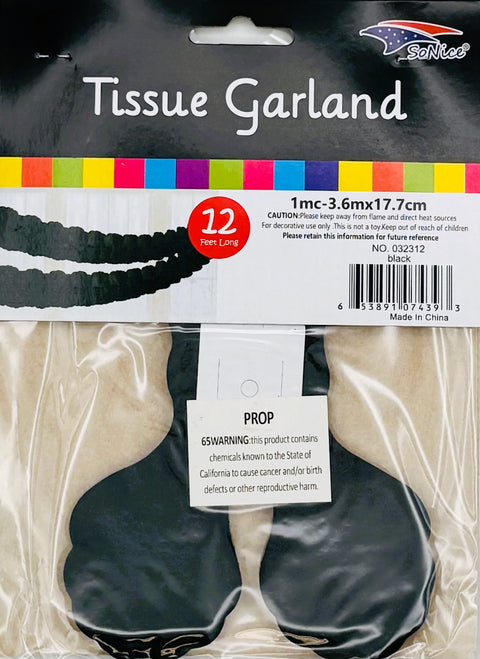 Tissue Garland 12 count-Black
