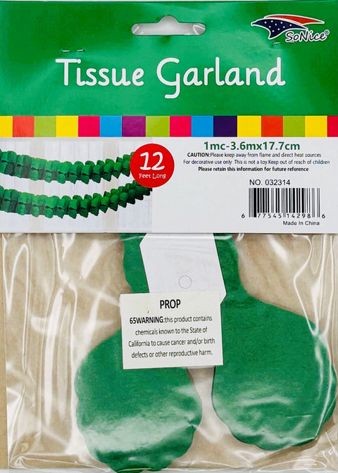 Tissue Garland 12 count-Emerald