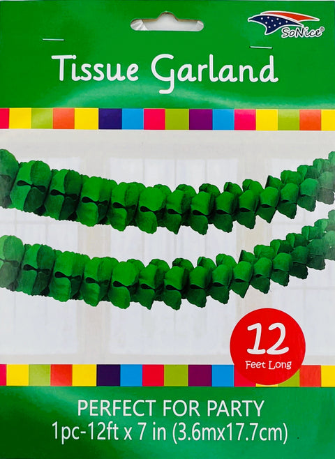 Tissue Garland 12 count-Emerald