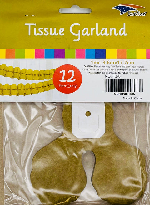 Tissue Garland 12 count-Gold