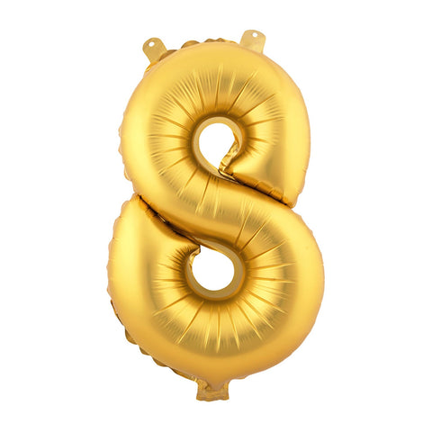 Foil Balloons Number 8 (34") Gold | Bag