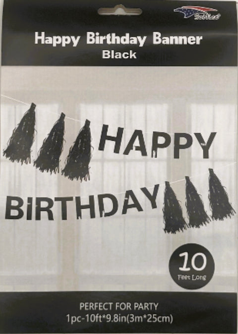 Birthday Black Tassel Garland 10Ft | Bag