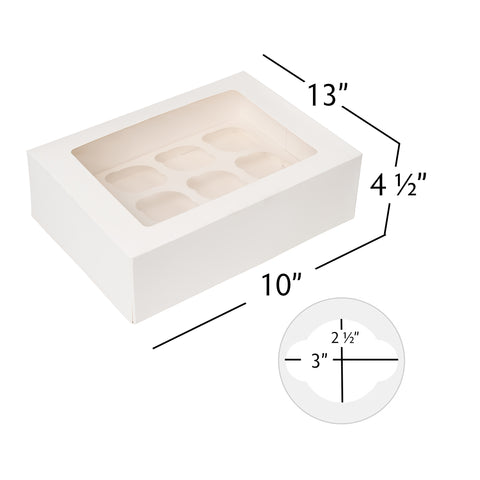 Cupcake Box and Tray 25ct White | Bag