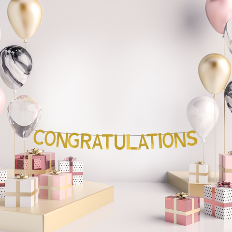 Congratulations Banner 7"-Gold