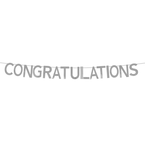 Congratulations Banner 7"-Silver