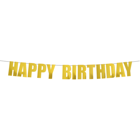 Happy Birthday Banner 7"-Gold