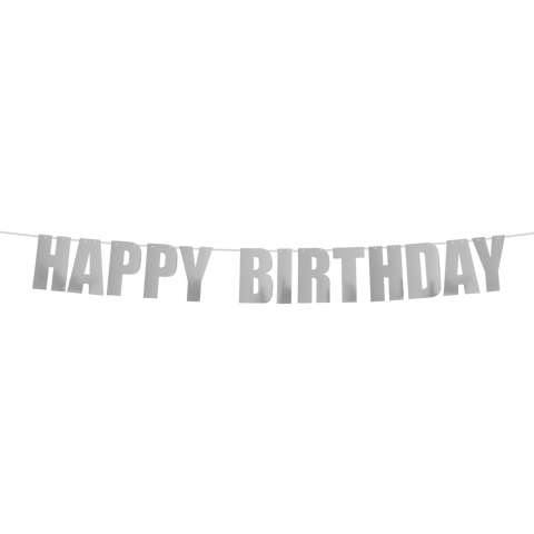 Happy Birthday Banner 7"-Silver