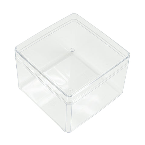 Plastic Square Box with Lid 3.25" Clear | Bag
