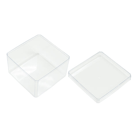 Plastic Square Box with Lid 3.25" Clear | Bag