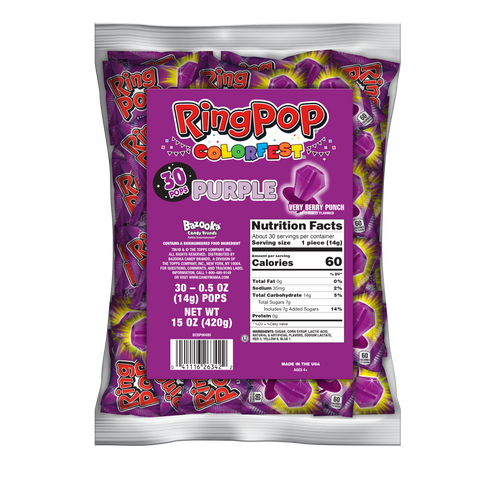 Bazooka Ring Pop Purple Very Berry Punch 30ct