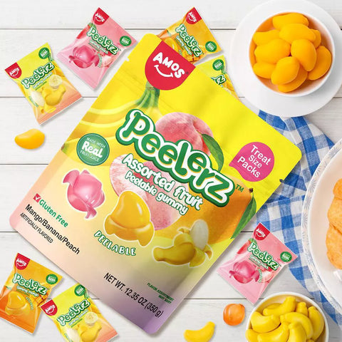 Amos Peelerz Gummy Fruit Assorted 12.35oz