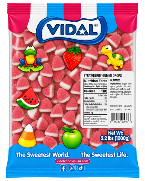 Vidal Gummy Strawberry Drops | 2.2lb, Bag