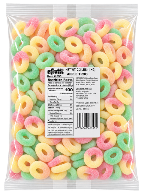 Efrutti Gummy Apple Trio Rings | 2.2lb, Bag