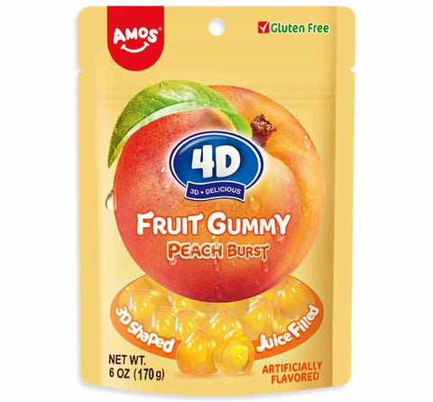 Amos 4D Gummy Peach Burst 6oz