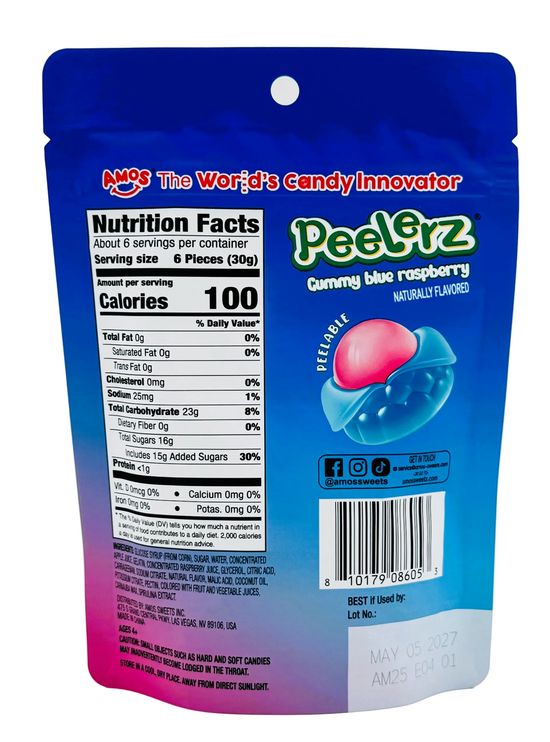 飴ページ Amos Peelerz Blue Raspberry 6oz – Jack's Candy