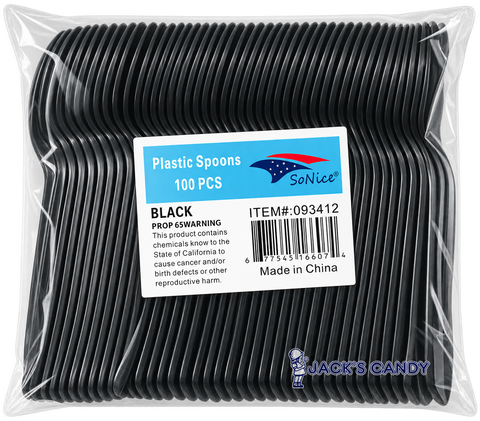 Plastic Spoons Black 100ct
