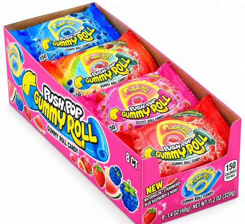Bazooka Push Pop Gummy Roll | 8ct, Box