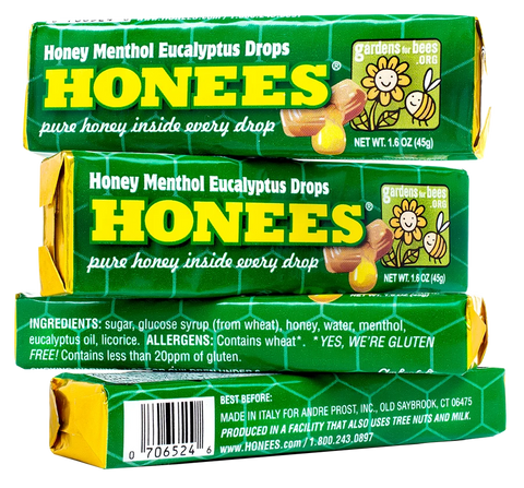 Honees Lemon Menthol Honey Filled Drops Bar | 1.6oz, 24ct, Box