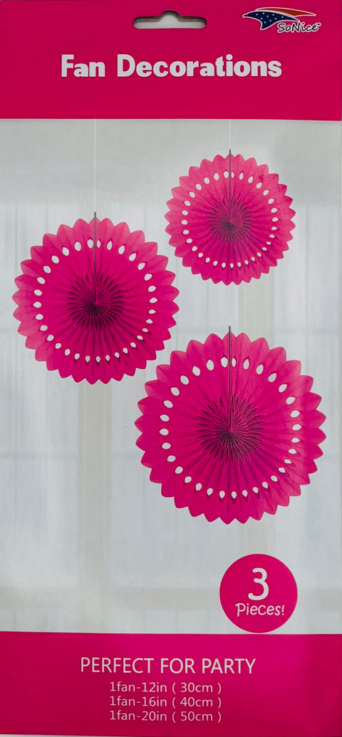Tissue Fan Decor 3 pieces-Fuchsia