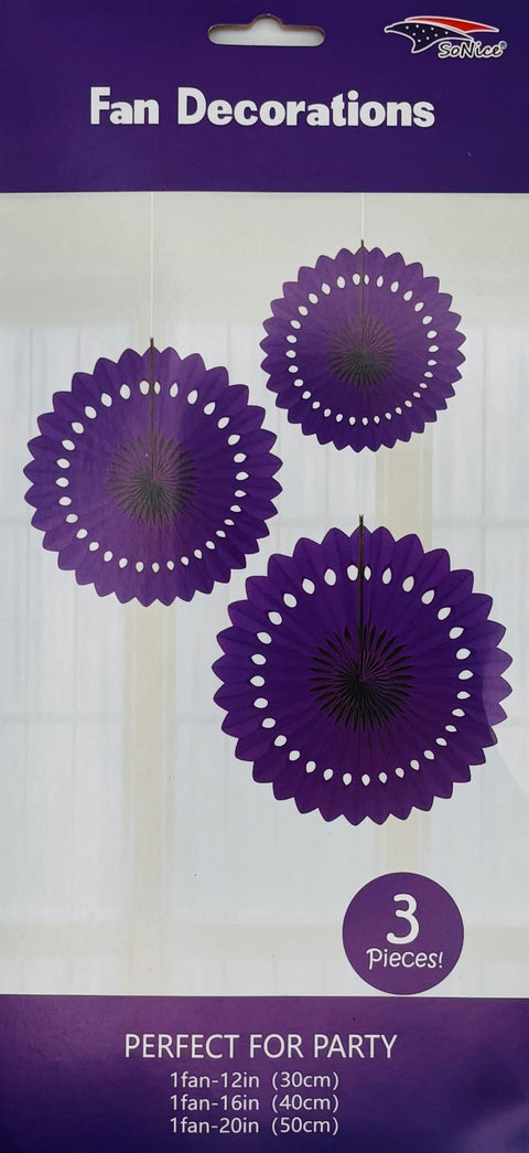 Tissue Fan Decor 3 pieces-Purple