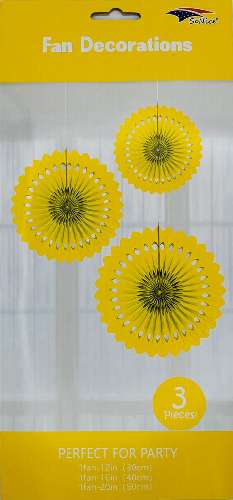 Tissue Fan Decor 3 pieces-Yellow
