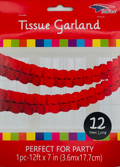 Tissue Garland 12 count-Red