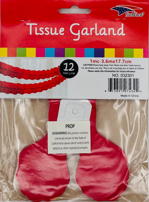Tissue Garland 12 count-Red