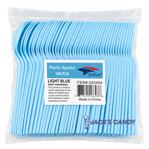 Plastic Spoons Light Blue 100ct