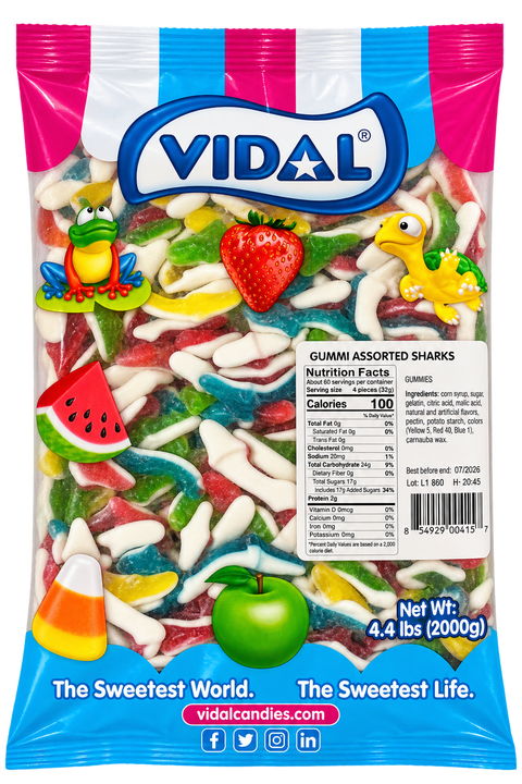 Vidal Gummy Assorted Sharks | 4.4lb, Bag