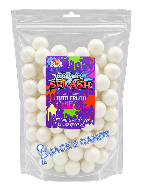 Splash Gumballs (1") White Pearl | 2lb, Bag