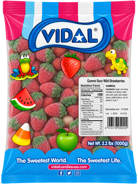 Vidal Gummy Sour Wild Strawberry | 2.2lb, Bag